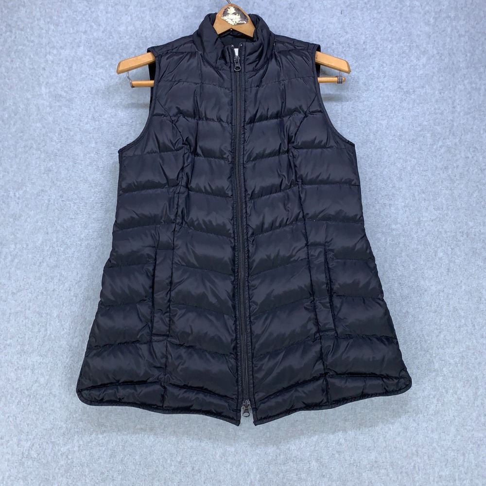J. Jill Puffer Vest Women XS Petite Black Down Filled Quilted Full Zip WJT137302